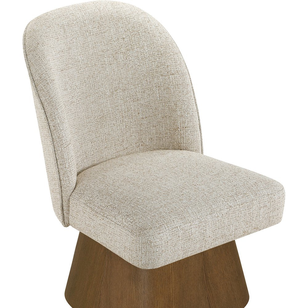 Marlowe Beige Linen Textured Fabric Upholstered Swivel Dining Side Chair