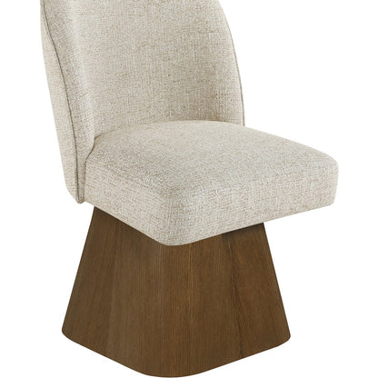 Marlowe Beige Linen Textured Fabric Upholstered Swivel Dining Side Chair