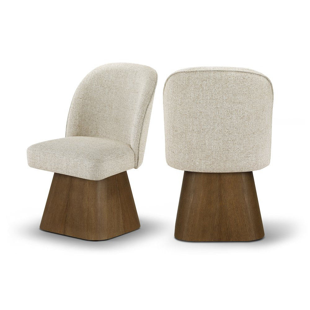Marlowe Beige Linen Textured Fabric Upholstered Swivel Dining Side Chair