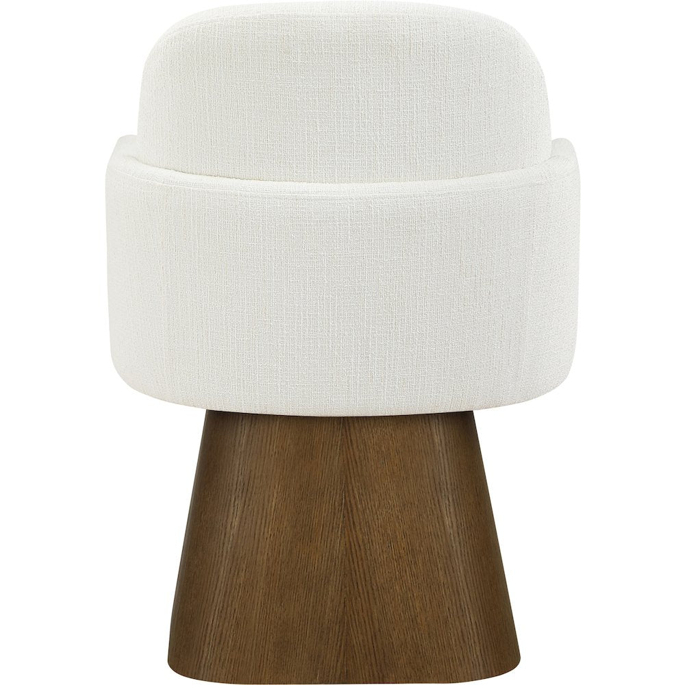Marlowe Cream Linen Textured Fabric Upholstered Swivel Dining Arm Chair