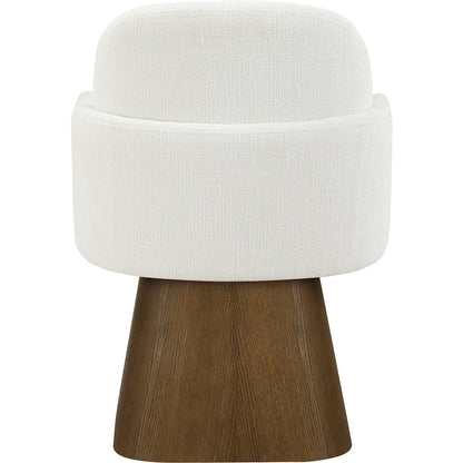 Marlowe Cream Linen Textured Fabric Upholstered Swivel Dining Arm Chair