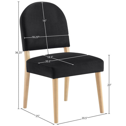 Varinelle Black Velvet Upholstered Dining Chair, Set of 2