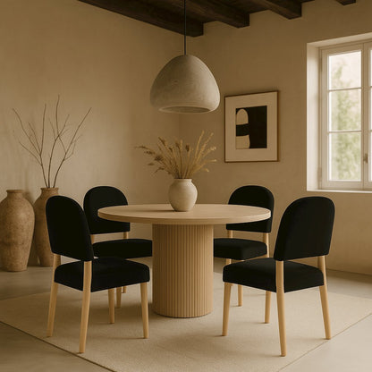 Varinelle Black Velvet Upholstered Dining Chair, Set of 2