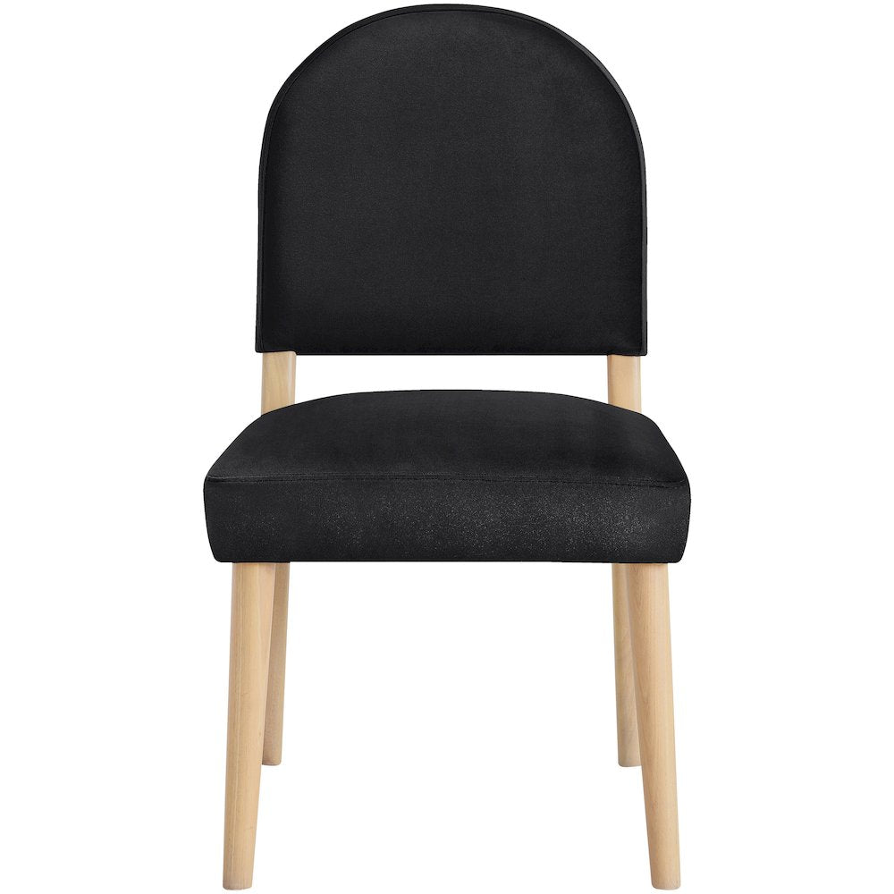 Varinelle Black Velvet Upholstered Dining Chair, Set of 2