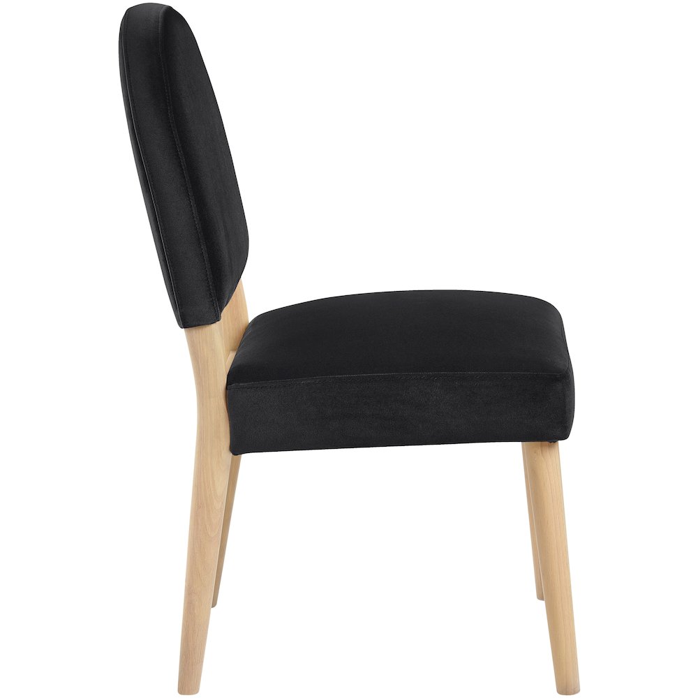 Varinelle Black Velvet Upholstered Dining Chair, Set of 2