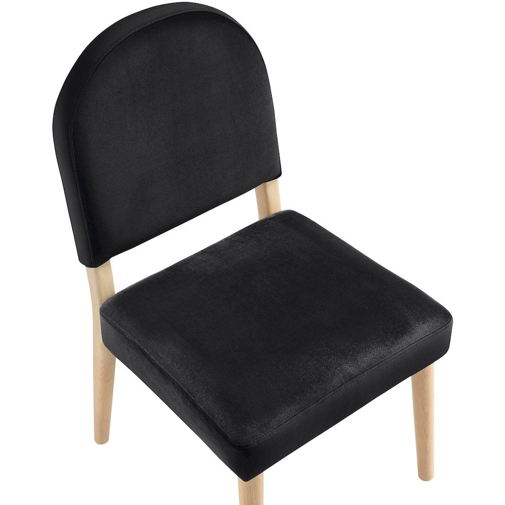 Varinelle Black Velvet Upholstered Dining Chair, Set of 2