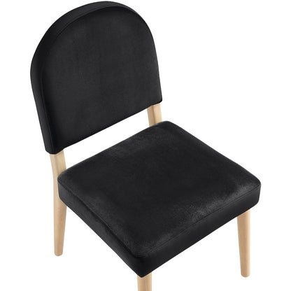Varinelle Black Velvet Upholstered Dining Chair, Set of 2