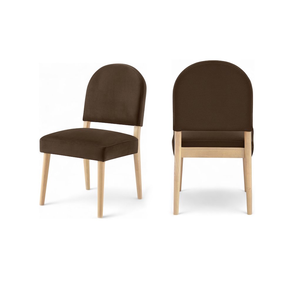 Varinelle Brown Velvet Upholstered Dining Chair, Set of 2
