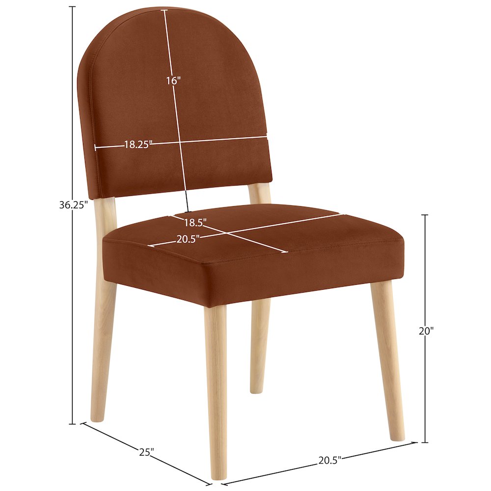 Varinelle Cognac Velvet Upholstered Dining Chair, Set of 2