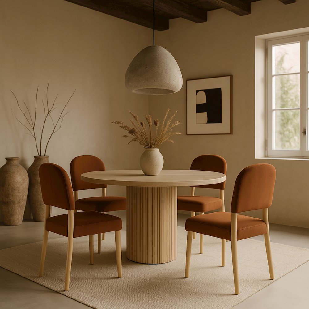 Varinelle Cognac Velvet Upholstered Dining Chair, Set of 2