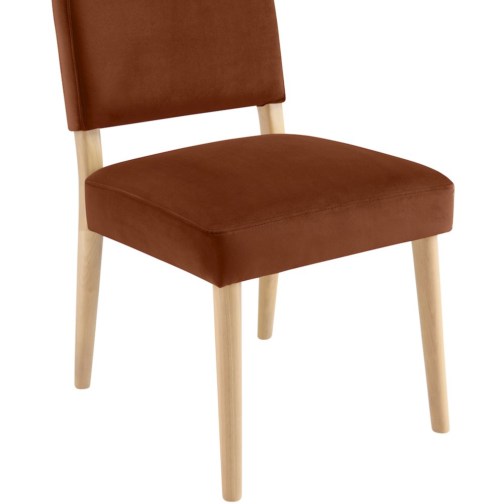 Varinelle Cognac Velvet Upholstered Dining Chair, Set of 2