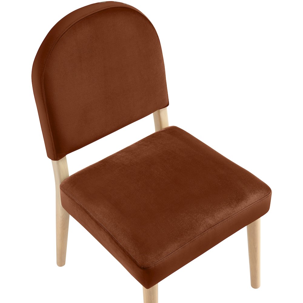 Varinelle Cognac Velvet Upholstered Dining Chair, Set of 2