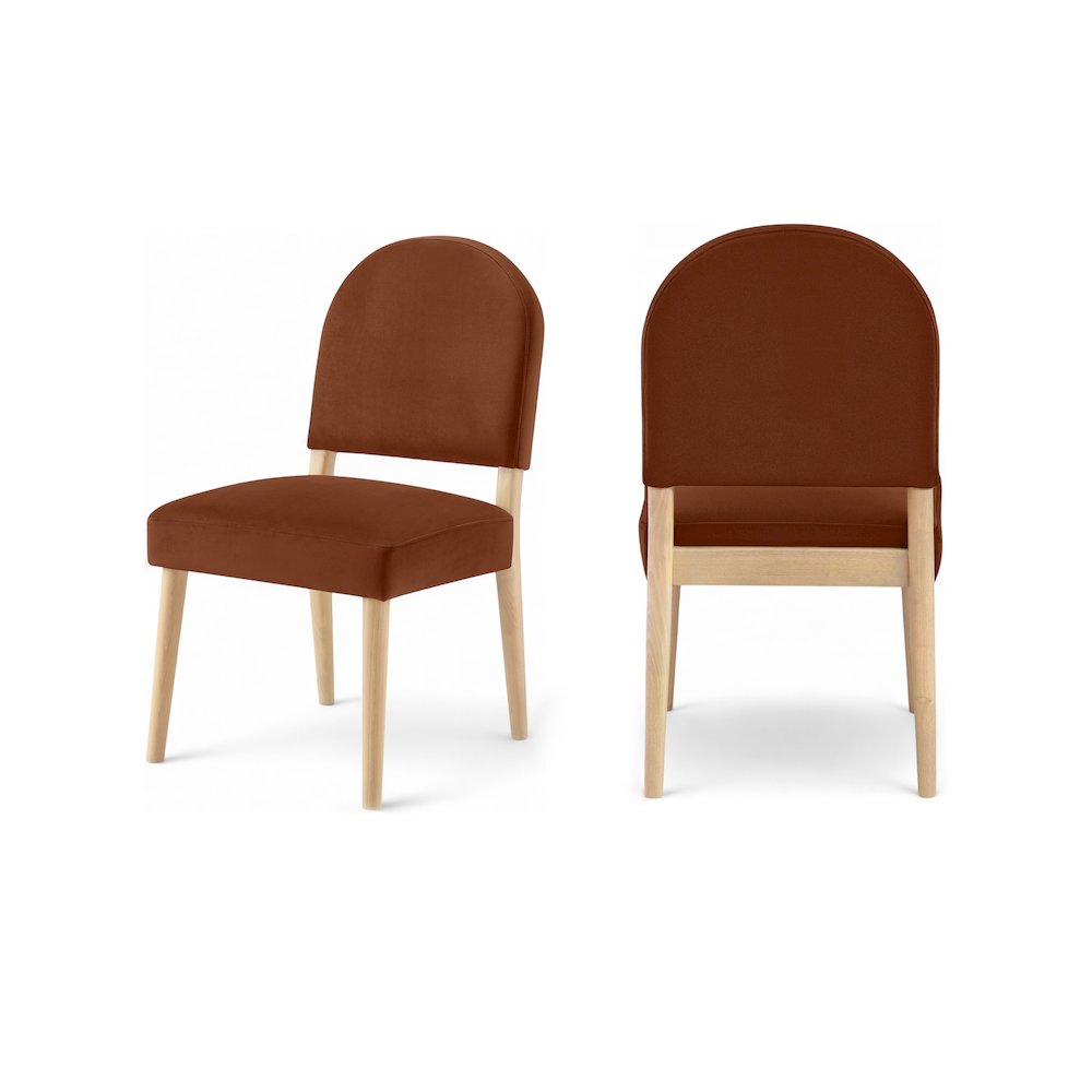 Varinelle Cognac Velvet Upholstered Dining Chair, Set of 2