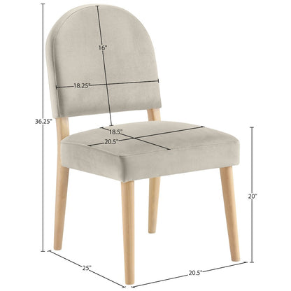 Varinelle Cream Velvet Upholstered Dining Chair, Set of 2
