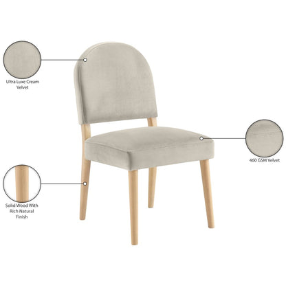 Varinelle Cream Velvet Upholstered Dining Chair, Set of 2