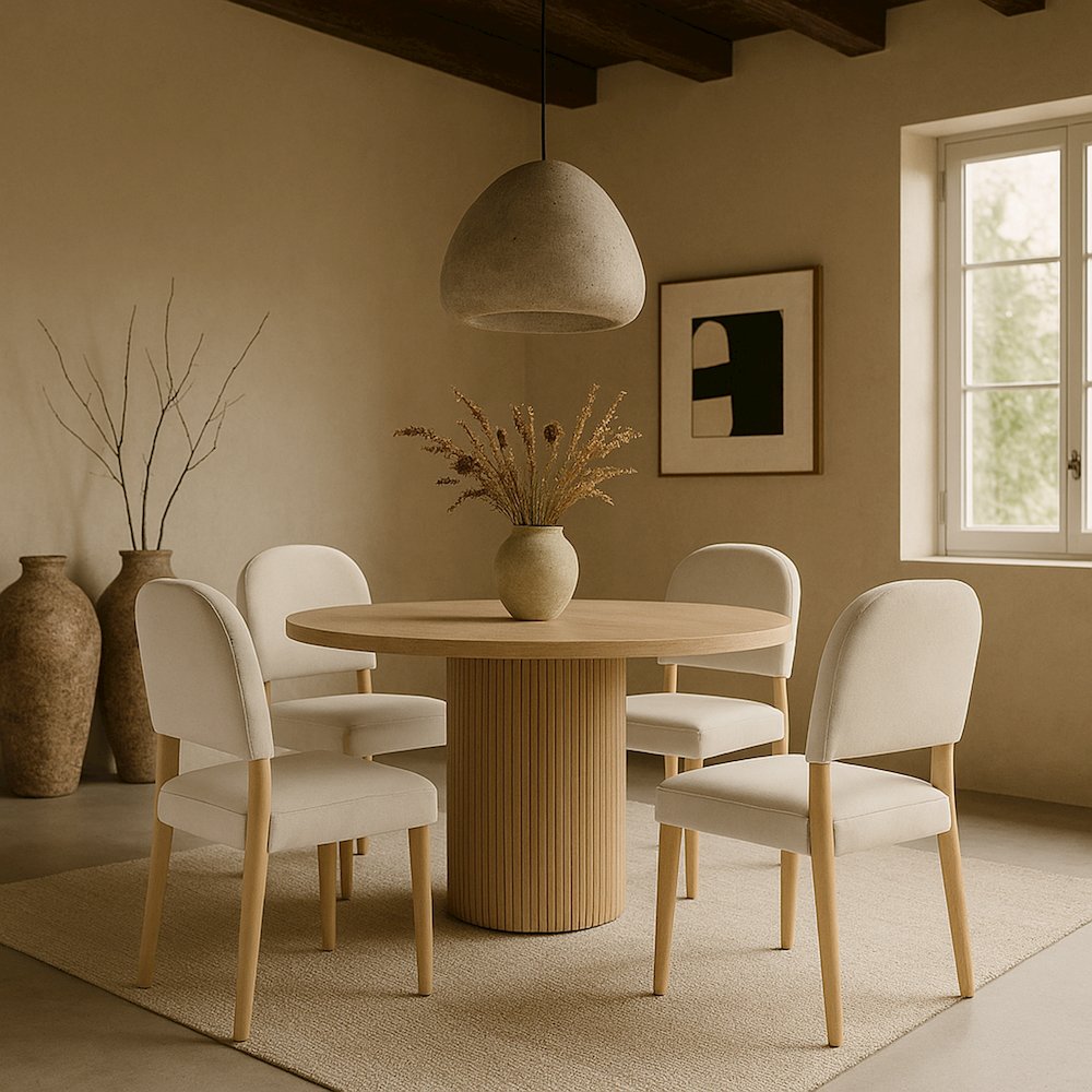 Varinelle Cream Velvet Upholstered Dining Chair, Set of 2