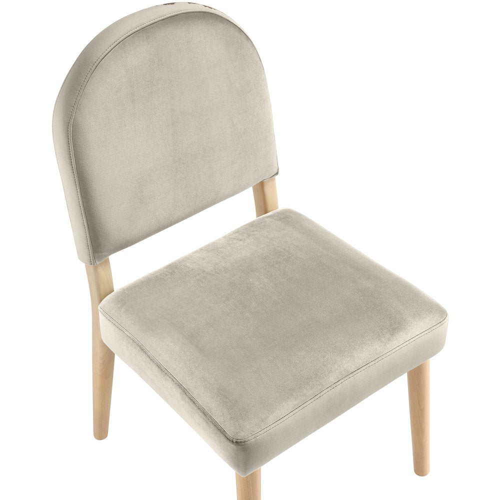 Varinelle Cream Velvet Upholstered Dining Chair, Set of 2