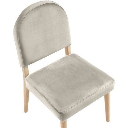 Varinelle Cream Velvet Upholstered Dining Chair, Set of 2