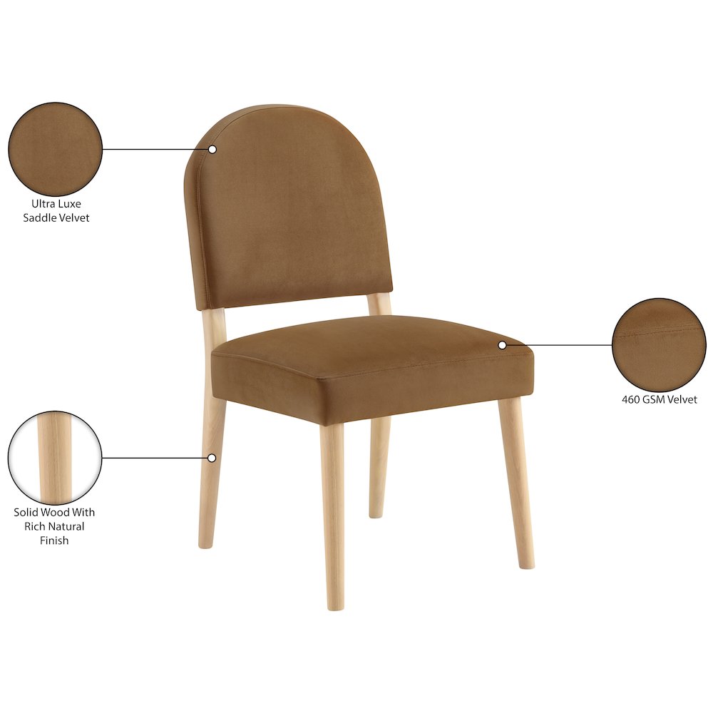 Varinelle Saddle Velvet Upholstered Dining Chair, Set of 2
