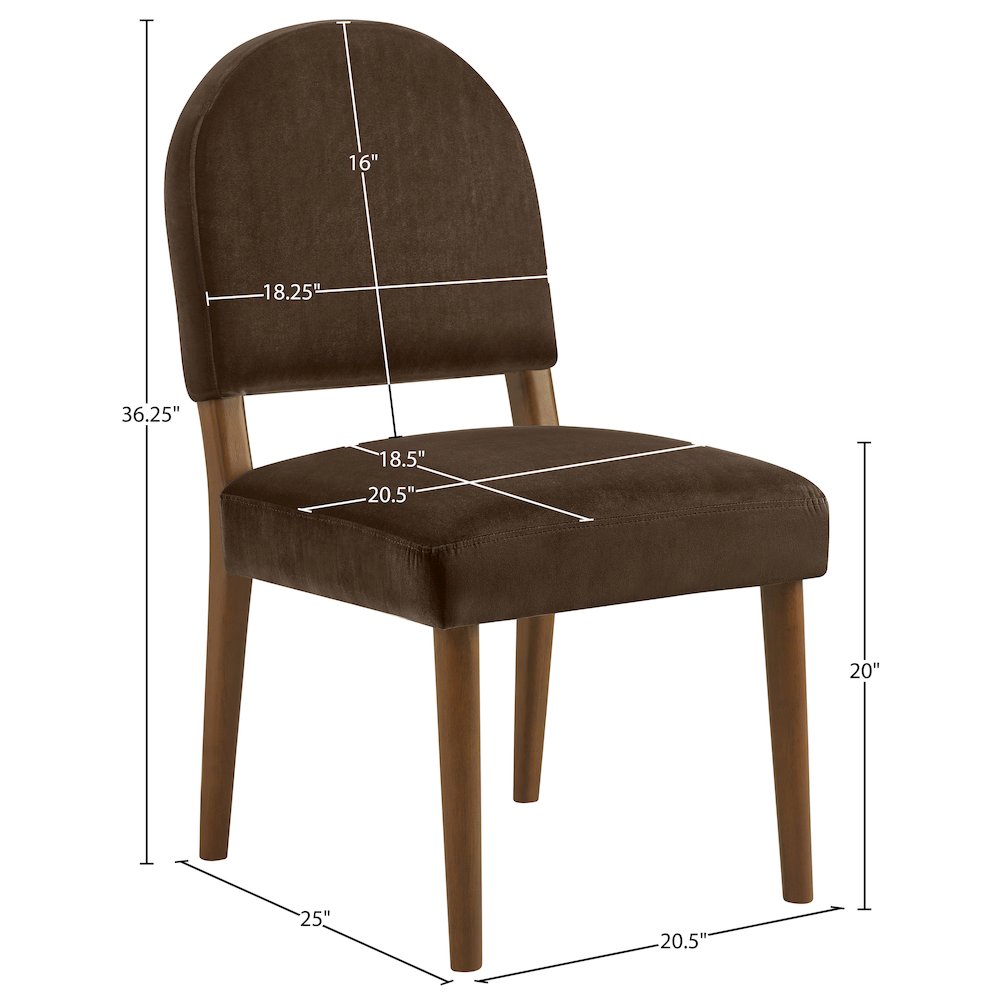 Varinelle Brown Velvet Upholstered Dining Chair, Set of 2
