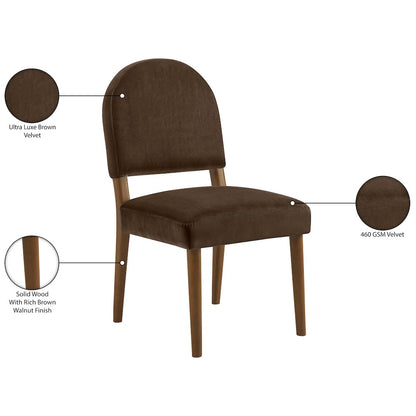 Varinelle Brown Velvet Upholstered Dining Chair, Set of 2