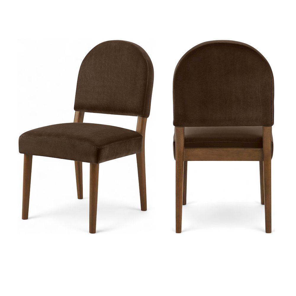 Varinelle Brown Velvet Upholstered Dining Chair, Set of 2