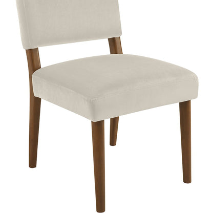 Varinelle Cream Velvet Upholstered Dining Chair, Set of 2
