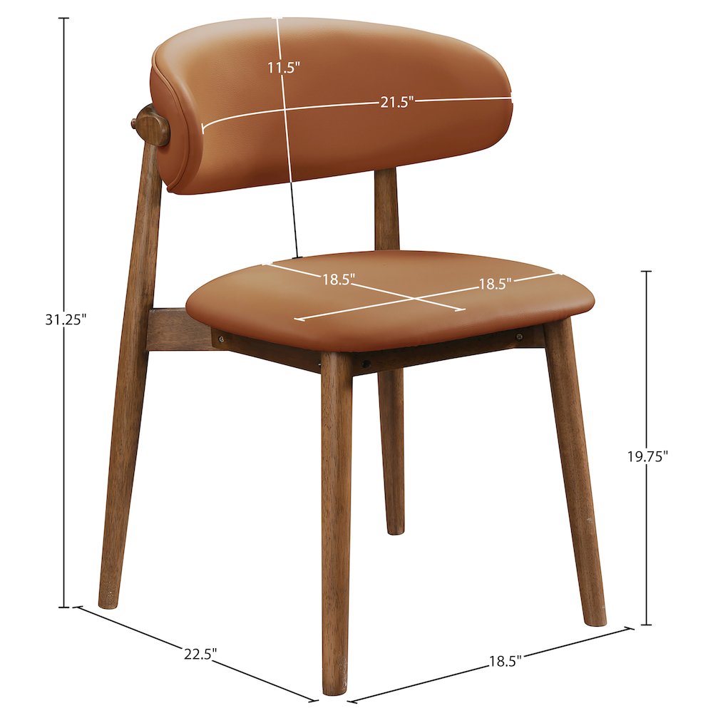 Leesa Cognac Vegan Leather Upholstered Dining Chair, Set of 2