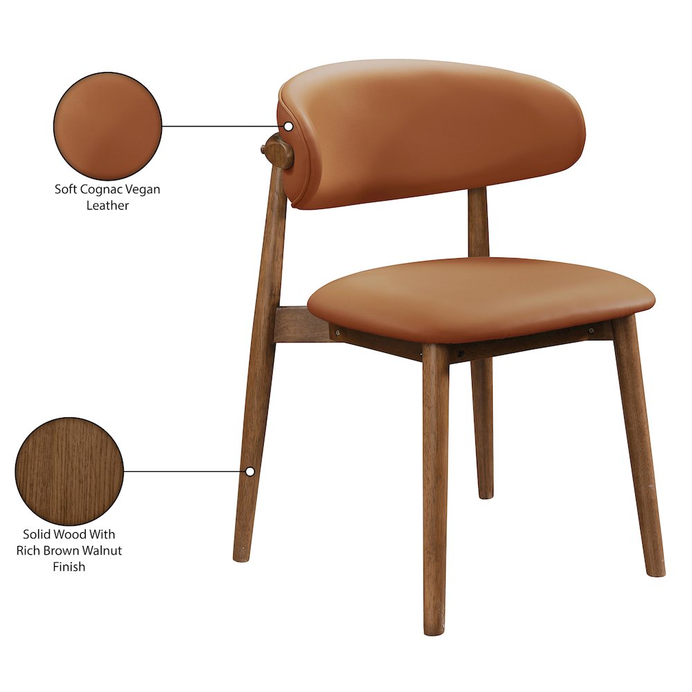 Leesa Cognac Vegan Leather Upholstered Dining Chair, Set of 2