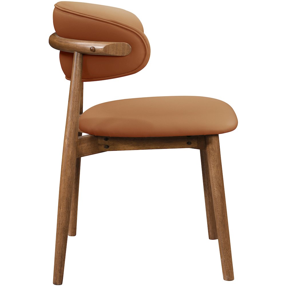 Leesa Cognac Vegan Leather Upholstered Dining Chair, Set of 2