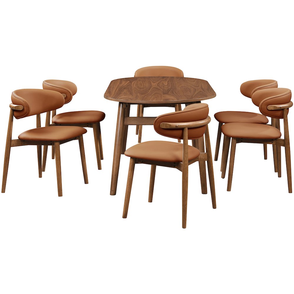Leesa Cognac Vegan Leather Upholstered Dining Chair, Set of 2