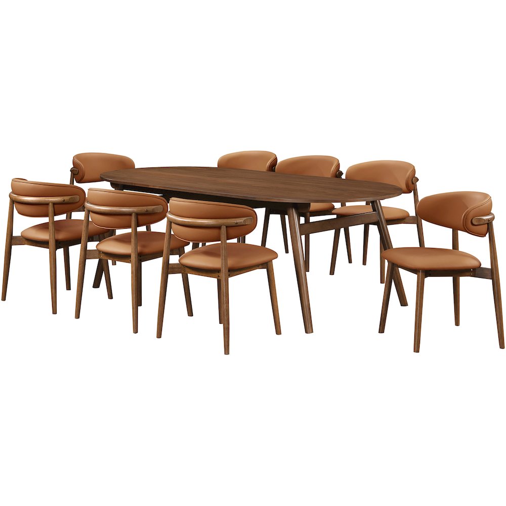 Leesa Cognac Vegan Leather Upholstered Dining Chair, Set of 2