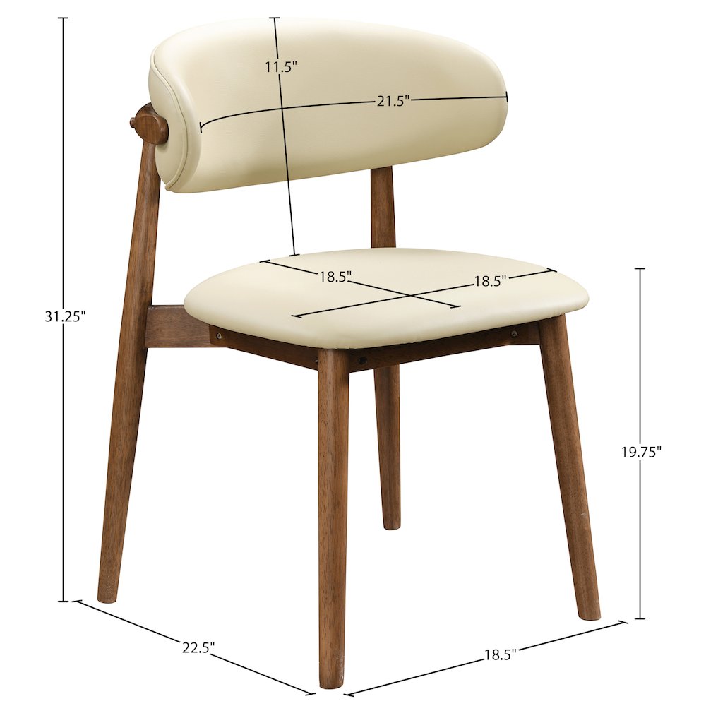 Leesa Cream Vegan Leather Upholstered Dining Chair, Set of 2
