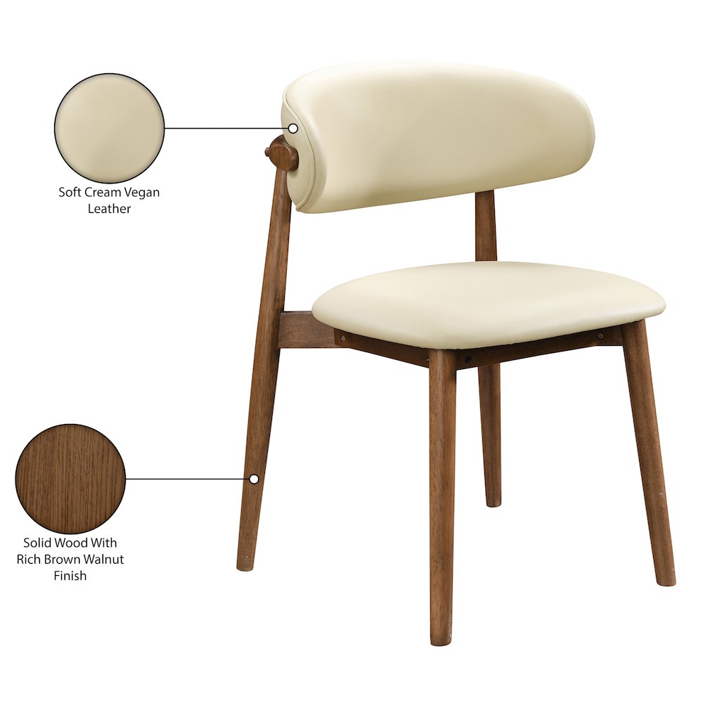 Leesa Cream Vegan Leather Upholstered Dining Chair, Set of 2