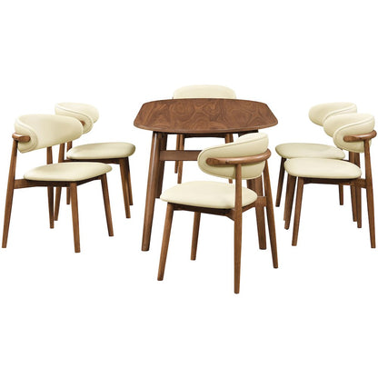 Leesa Cream Vegan Leather Upholstered Dining Chair, Set of 2