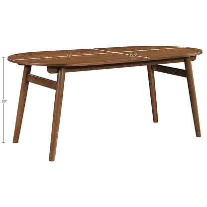 Leesa 71" Brown Solid Wood And Walnut Veneer Dining Table