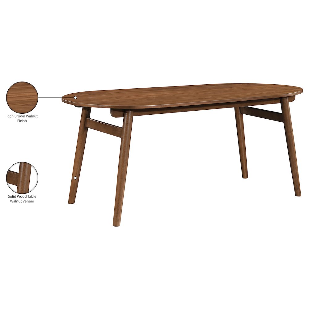 Leesa 71" Brown Solid Wood And Walnut Veneer Dining Table