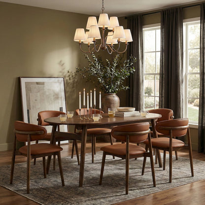 Leesa 71" Brown Solid Wood And Walnut Veneer Dining Table
