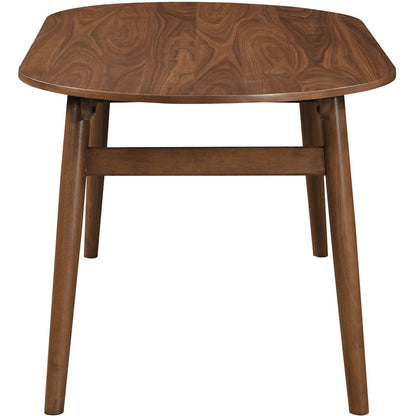 Leesa 71" Brown Solid Wood And Walnut Veneer Dining Table