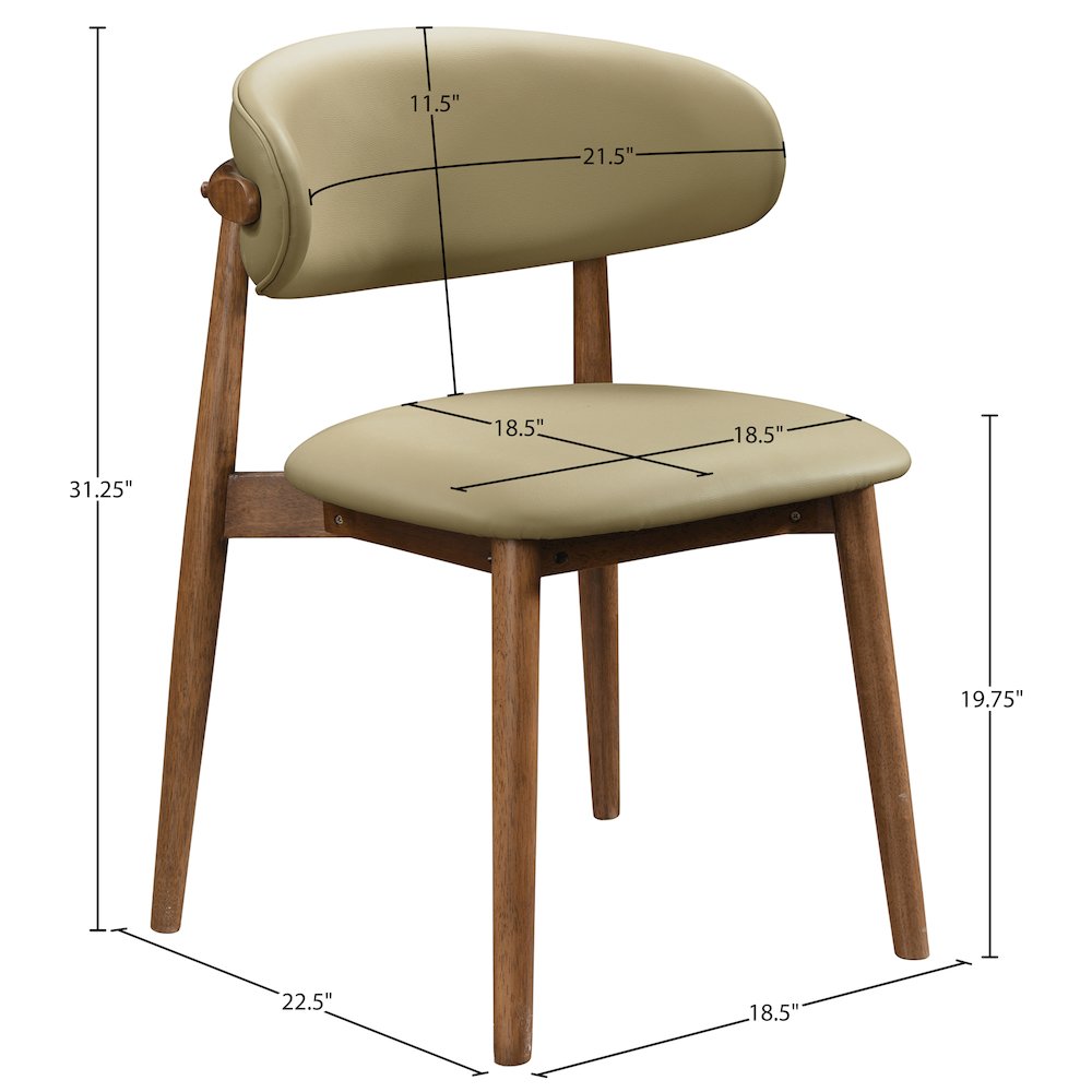 Leesa Khaki Vegan Leather Upholstered Dining Chair, Set of 2