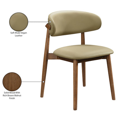Leesa Khaki Vegan Leather Upholstered Dining Chair, Set of 2