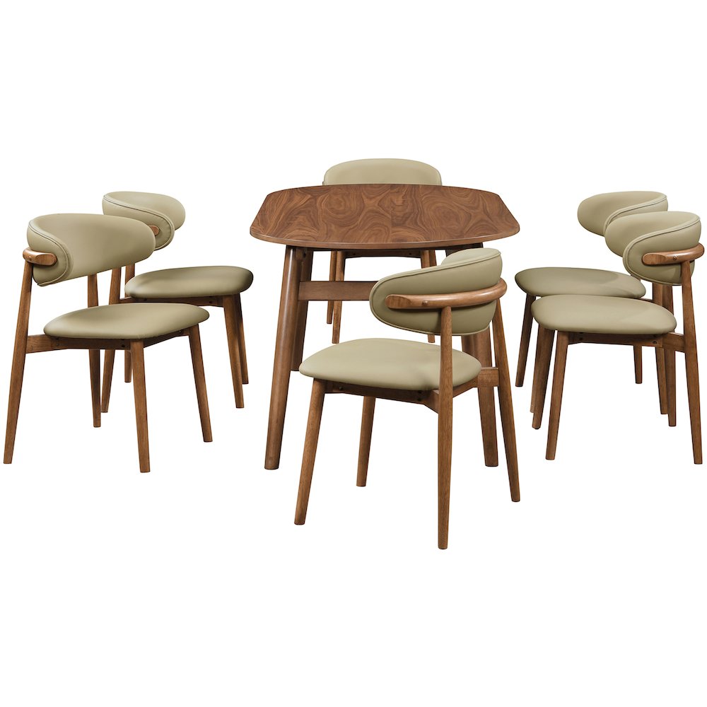 Leesa Khaki Vegan Leather Upholstered Dining Chair, Set of 2