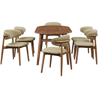 Leesa Khaki Vegan Leather Upholstered Dining Chair, Set of 2