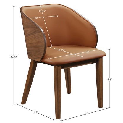 Glenwood Cognac Vegan Leather Upholstered Dining Chair, Set of 2