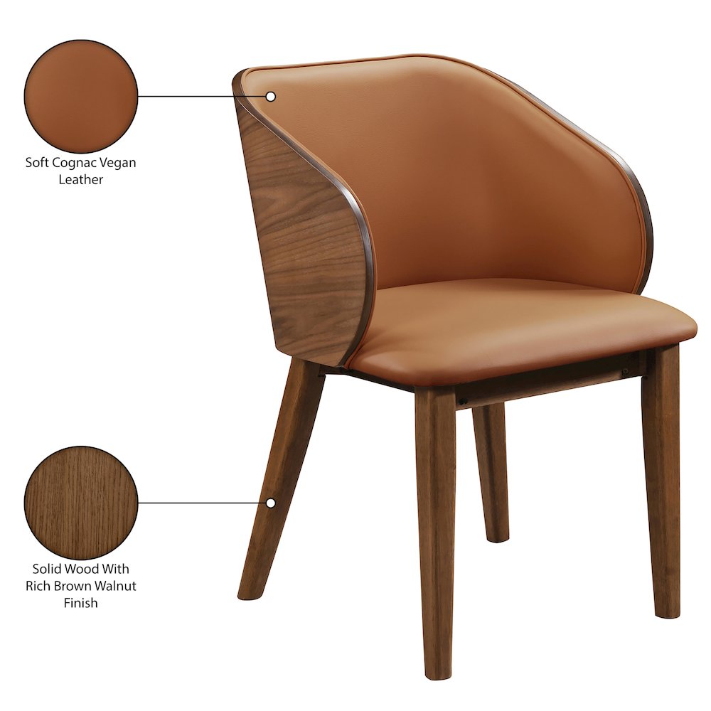 Glenwood Cognac Vegan Leather Upholstered Dining Chair, Set of 2