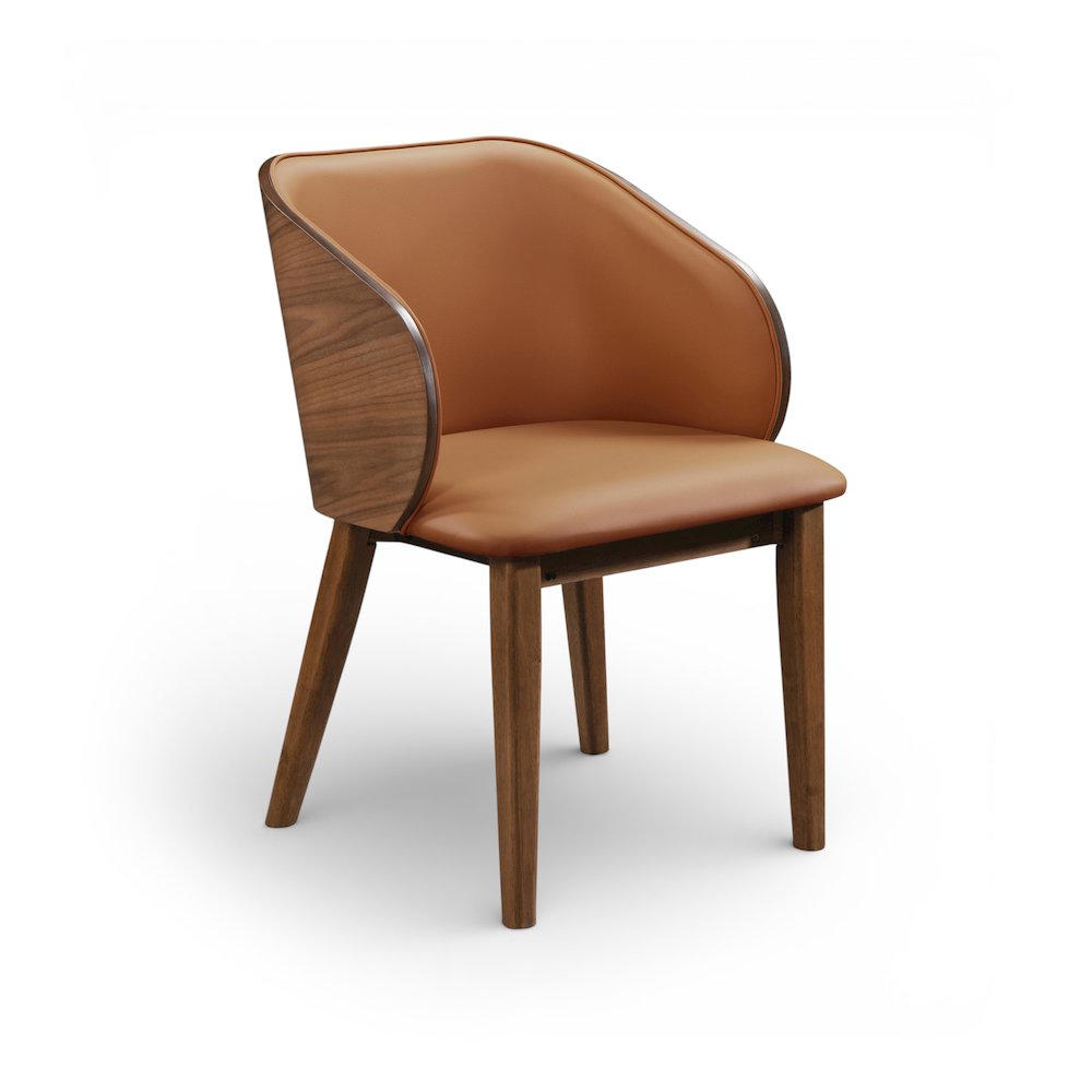 Glenwood Cognac Vegan Leather Upholstered Dining Chair, Set of 2