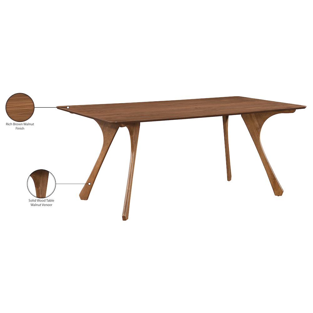 Glenwood 71" Brown Solid Wood And Walnut Veneer Dining Table