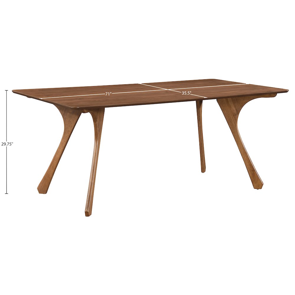 Glenwood 71" Brown Solid Wood And Walnut Veneer Dining Table