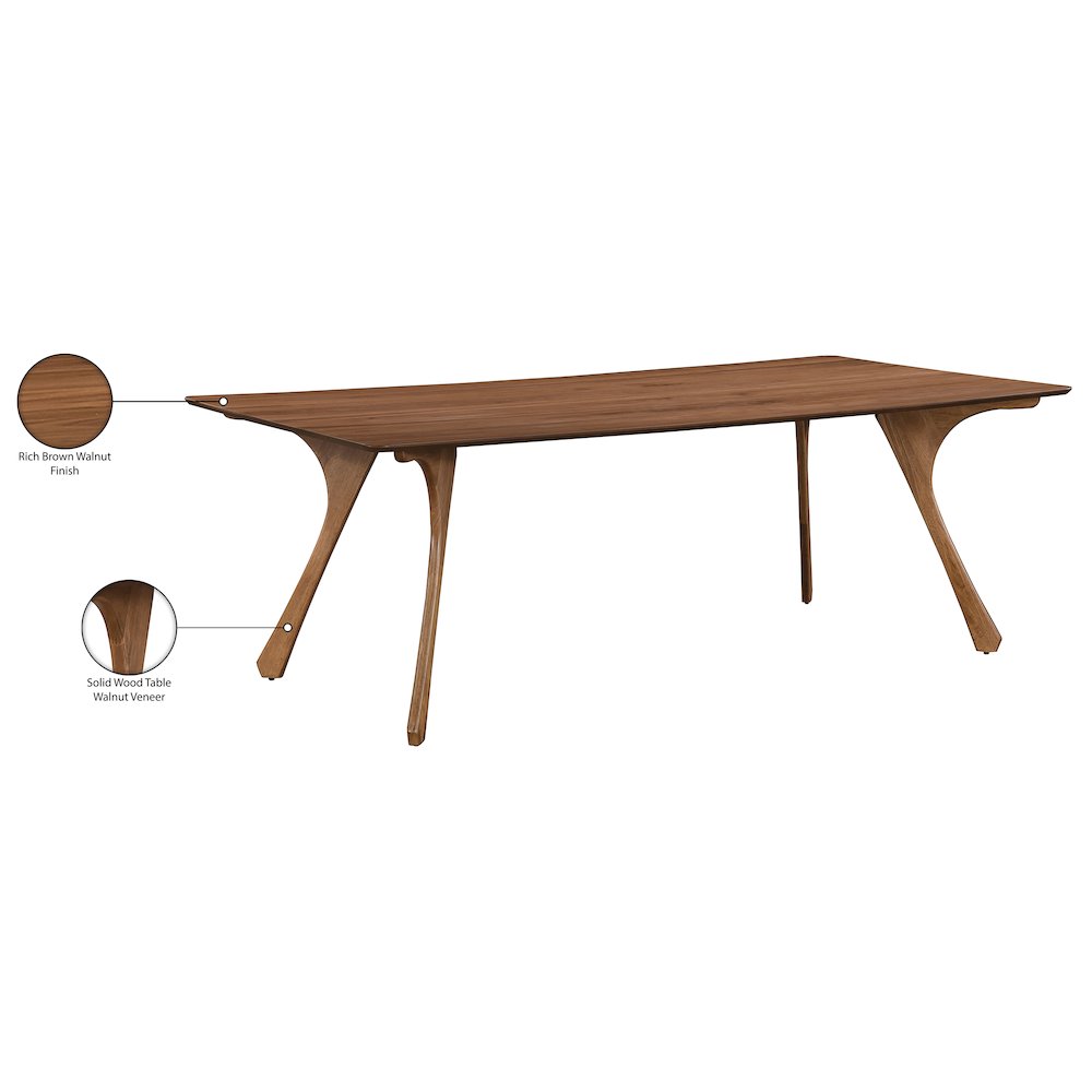 Glenwood 86.75" Brown Solid Wood And Walnut Veneer Dining Table