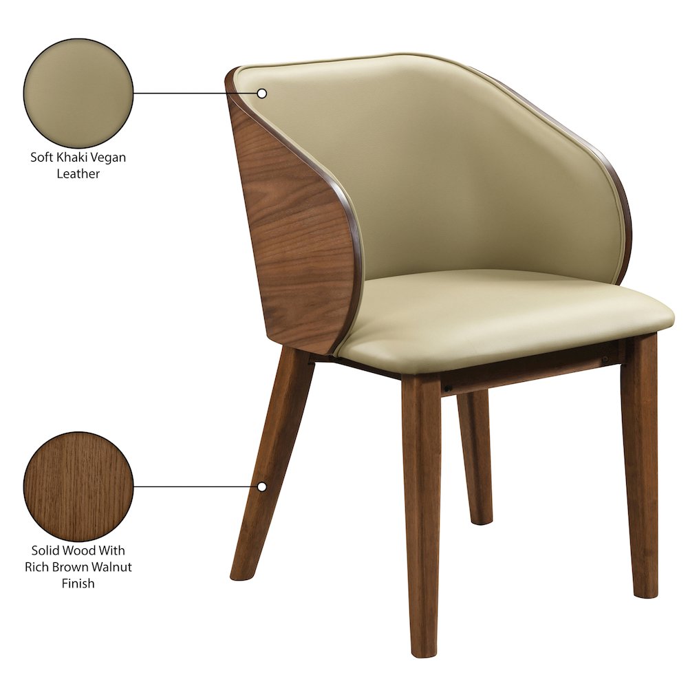 Glenwood Khaki Vegan Leather Upholstered Dining Chair, Set of 2